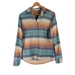 Toad & Co. Womens Lightfoot Long Sleeve Shirt Stripe Cotton Flannel Size Small